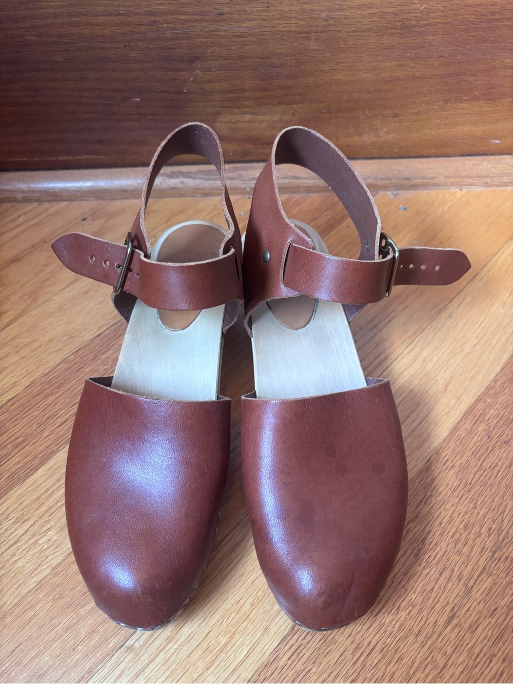 Bryr Brown Leather Ankle-Strap Clogs - Picture 12 of 12